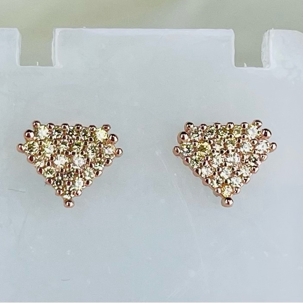 14k Rose Gold Plated Cubic Zirconia Stud Earrings Jewelry